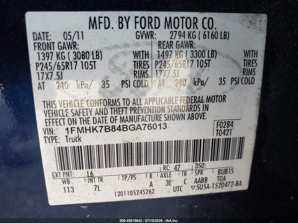 1FMHK7B84BGA76013 2011 FORD EXPLORER photo no. 9