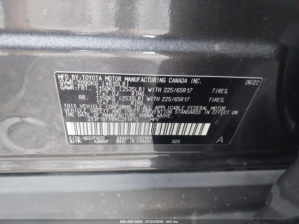 2T3P1RFV8NC291810 2022 TOYOTA RAV4 photo no. 9