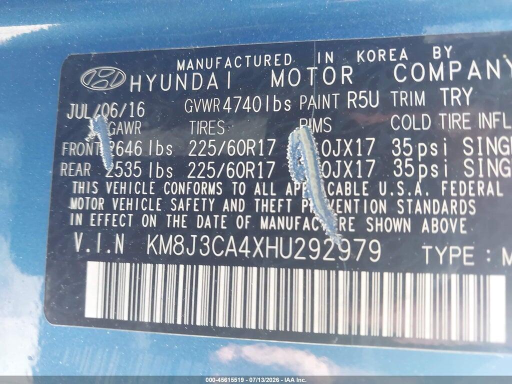 KM8J3CA4XHU292979 2017 HYUNDAI TUCSON photo no. 9