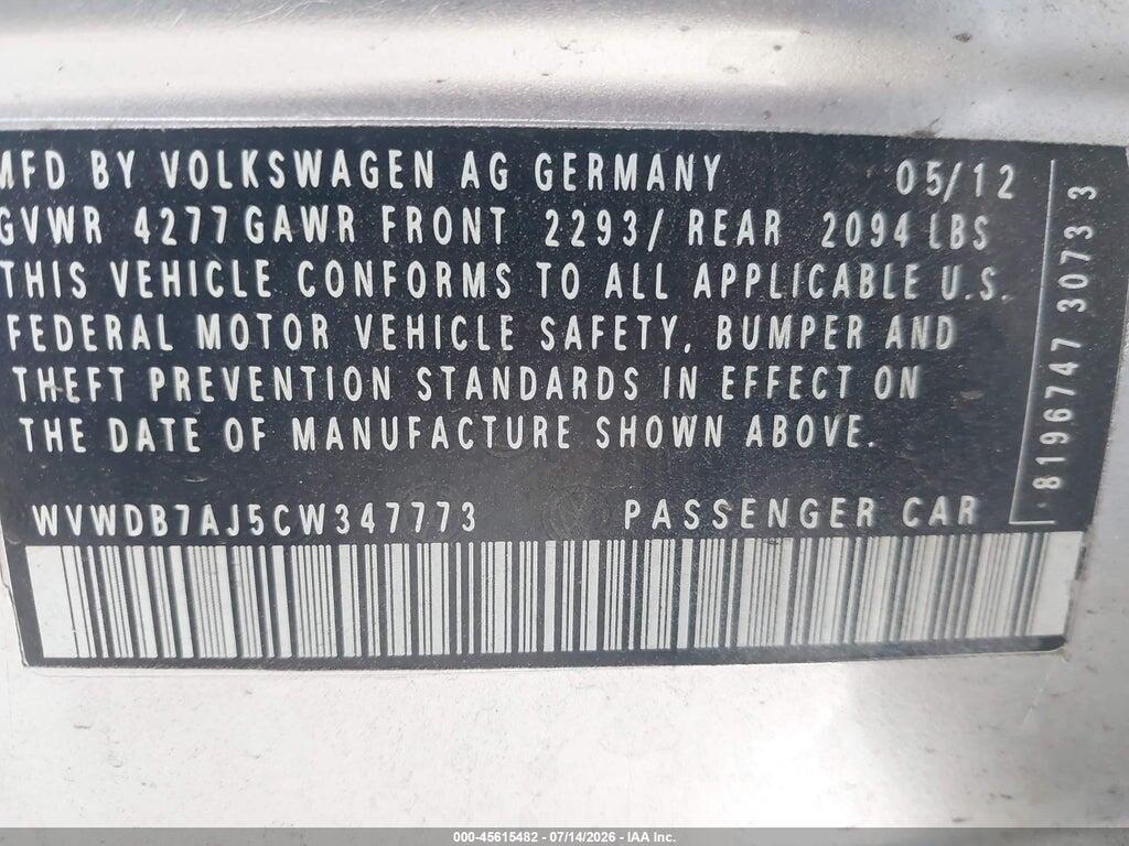 WVWDB7AJ5CW347773 2012 VOLKSWAGEN GOLF photo no. 9