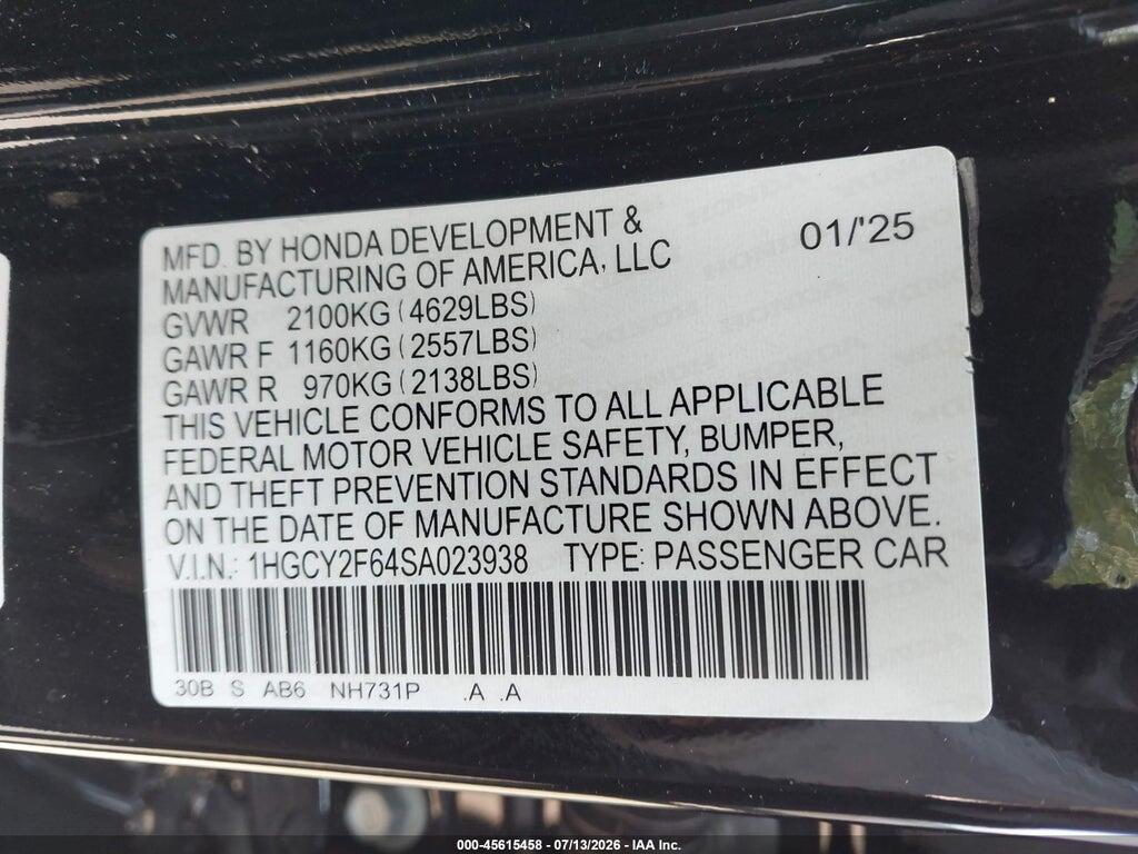 1HGCY2F64SA023938 2025 HONDA ACCORD HYBRID photo no. 9