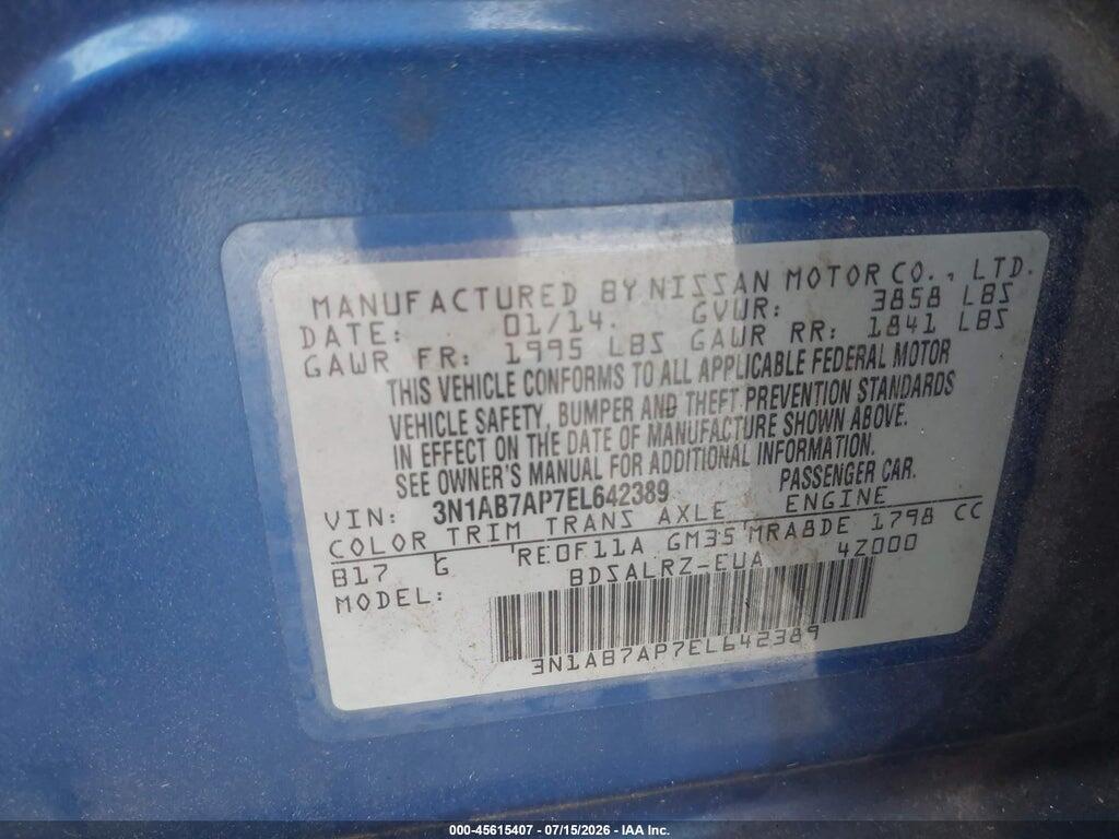 3N1AB7AP7EL642389 2014 NISSAN SENTRA photo no. 9