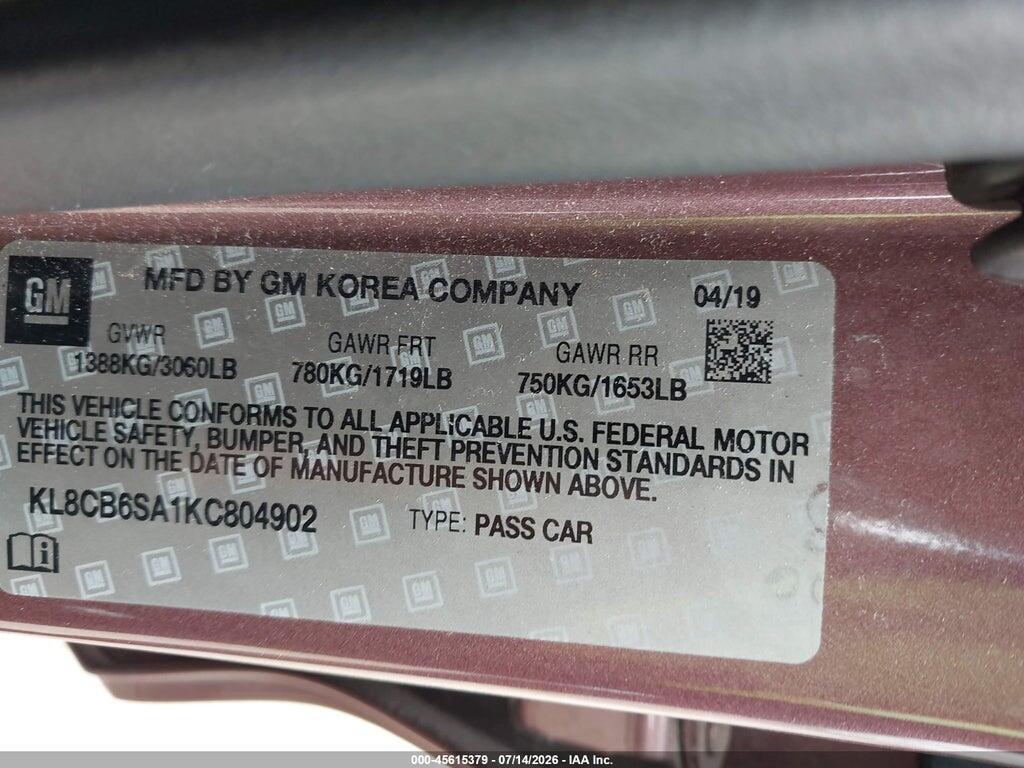 KL8CB6SA1KC804902 2019 CHEVROLET SPARK photo no. 9