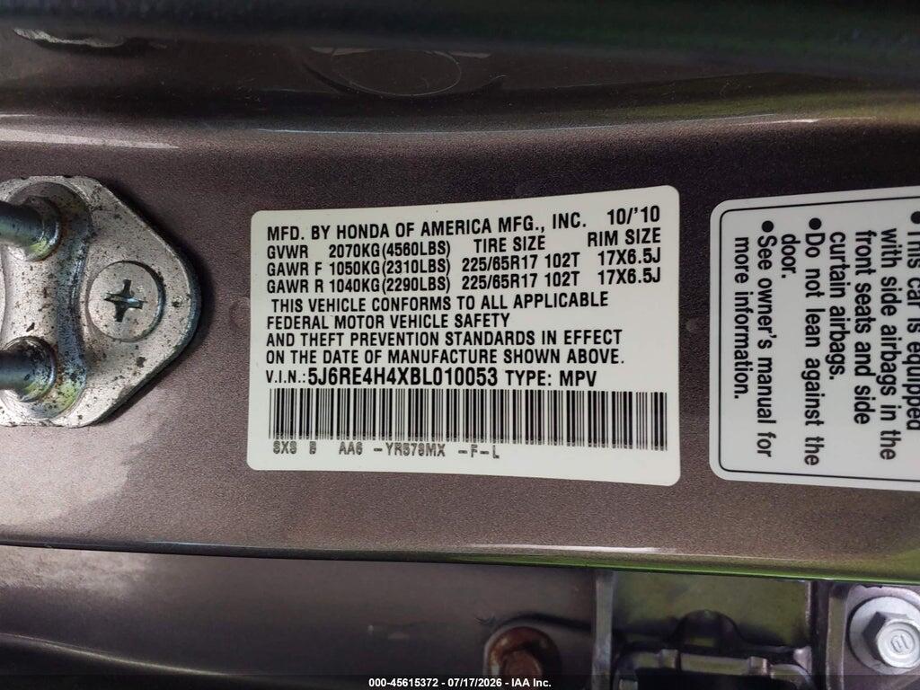 5J6RE4H4XBL010053 2011 HONDA CR-V photo no. 9