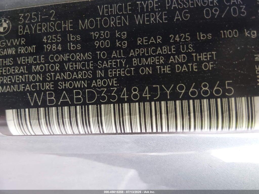 WBABD33484JY96865 2004 BMW 325CI photo no. 9