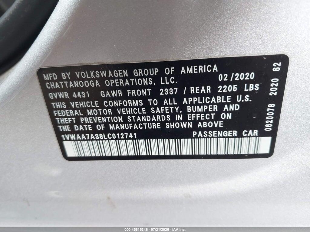 1VWAA7A38LC012741 2020 VOLKSWAGEN PASSAT photo no. 9