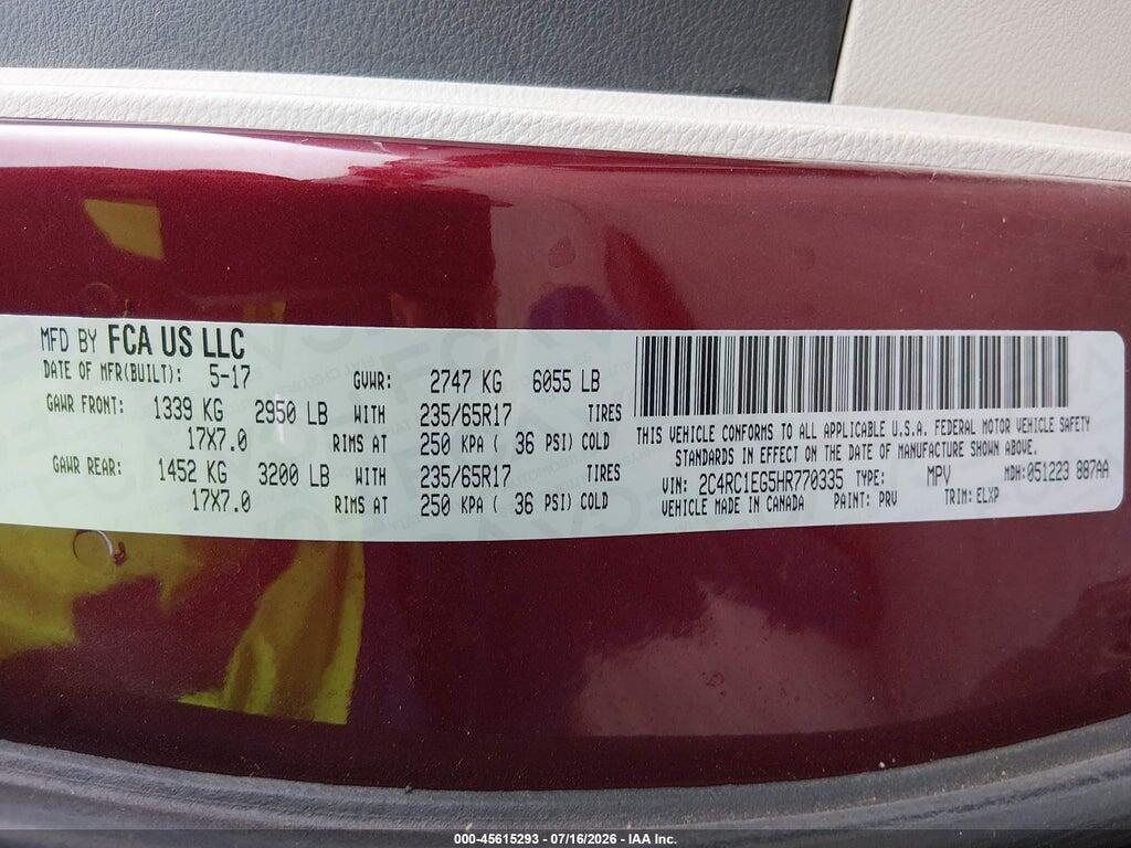 2C4RC1EG5HR770335 2017 CHRYSLER PACIFICA photo no. 9