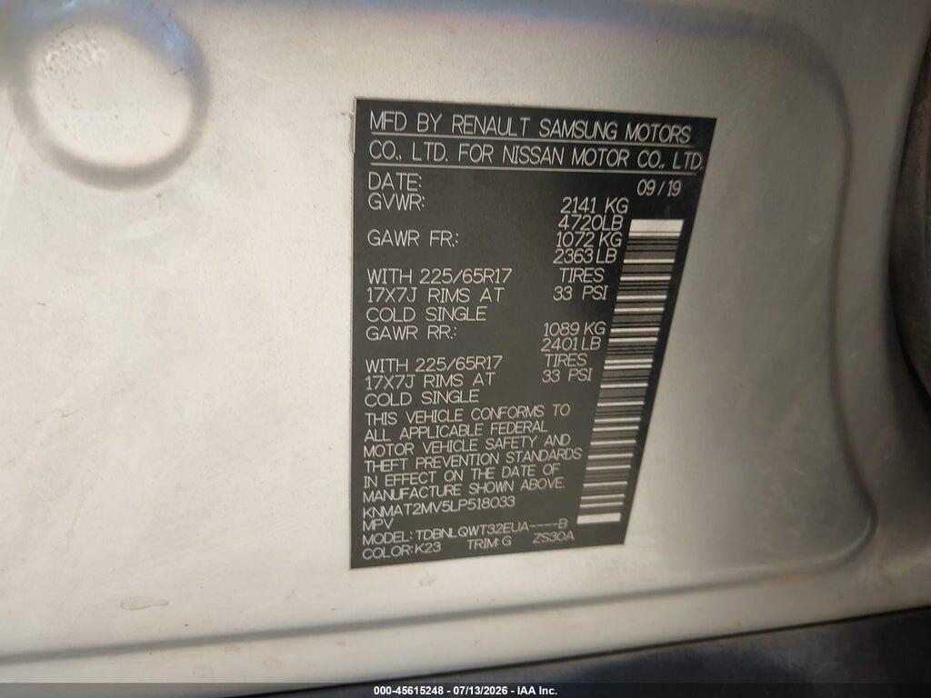 KNMAT2MV5LP518033 2020 NISSAN ROGUE photo no. 9