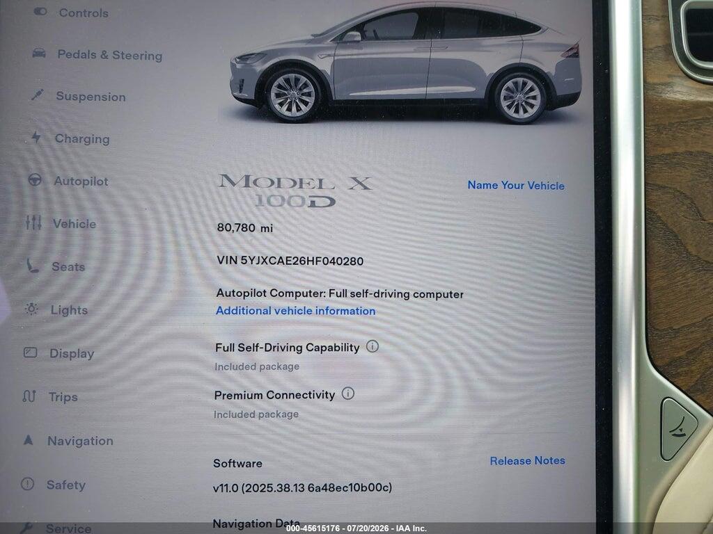 5YJXCAE26HF040280 2017 TESLA MODEL X photo no. 7