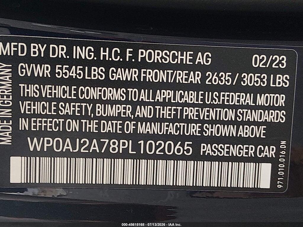 WP0AJ2A78PL102065 2023 PORSCHE PANAMERA photo no. 9