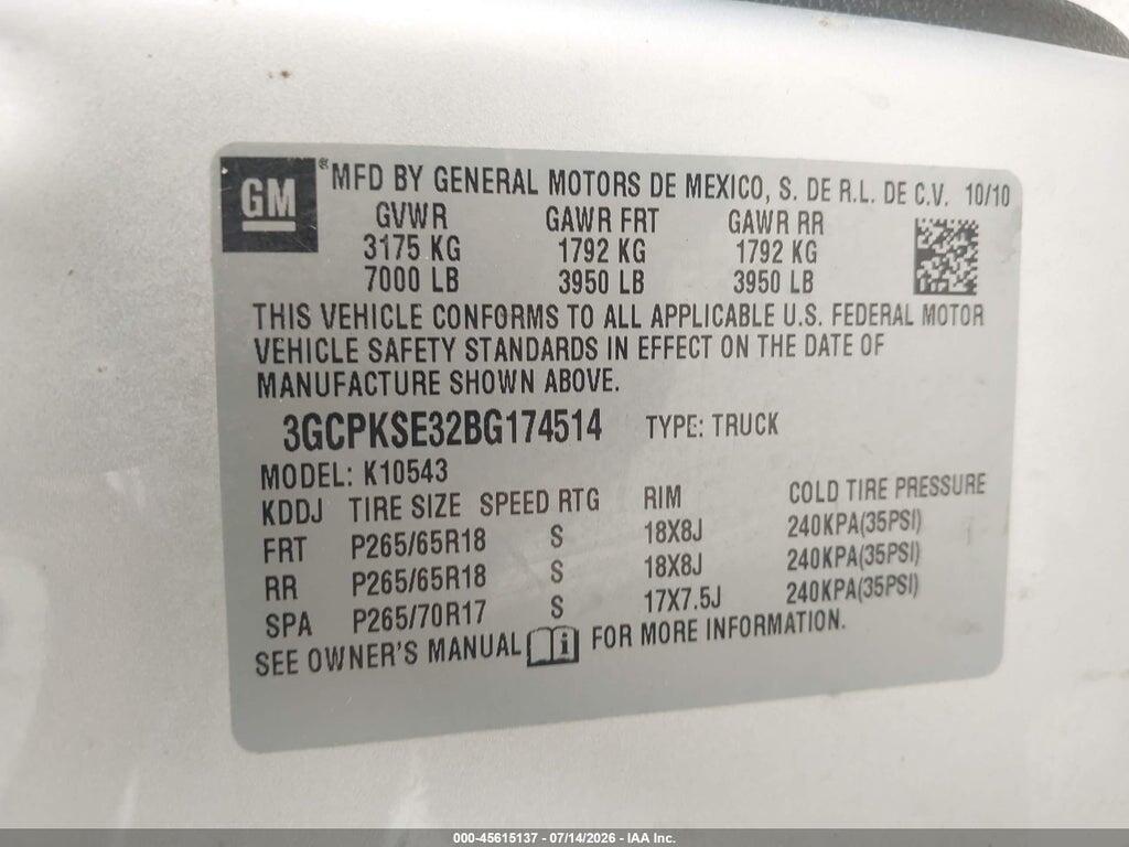 3GCPKSE32BG174514 2011 CHEVROLET SILVERADO 1500 photo no. 9