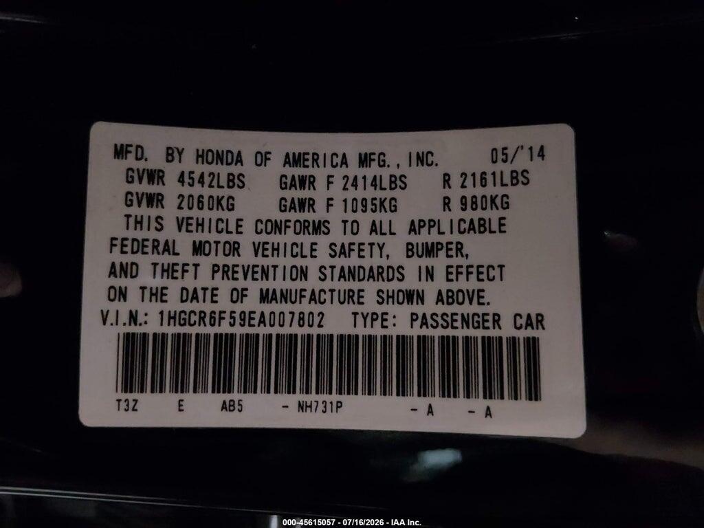 1HGCR6F59EA007802 2014 HONDA ACCORD HYBRID photo no. 9