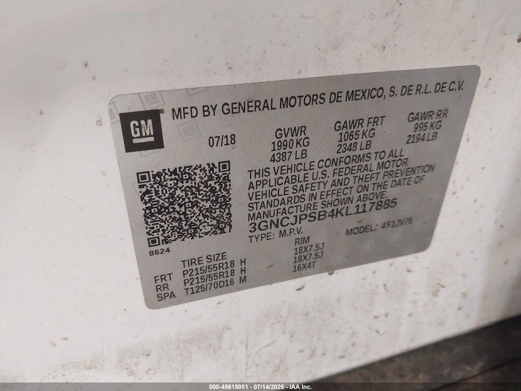 3GNCJPSB4KL117885 2019 CHEVROLET TRAX photo no. 9