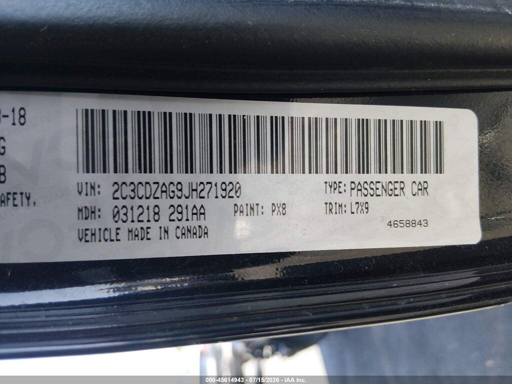 2C3CDZAG9JH271920 2018 DODGE CHALLENGER photo no. 9