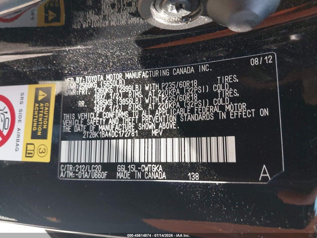 2T2BK1BA4DC172781 2013 LEXUS RX 350 photo no. 9