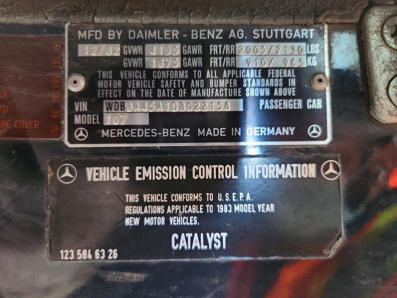 1983 MERCEDES-BENZ 380 SL — Фото 12 из 12