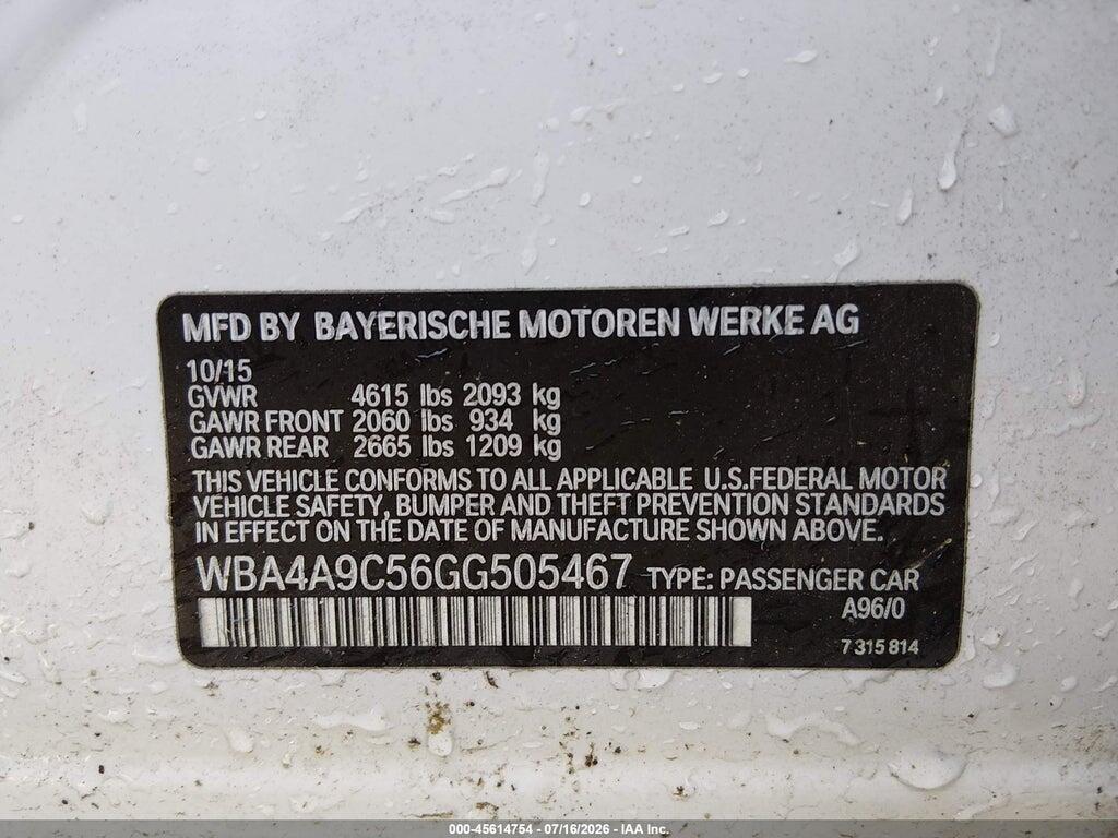 WBA4A9C56GG505467 2016 BMW 428I GRAN COUPE photo no. 9