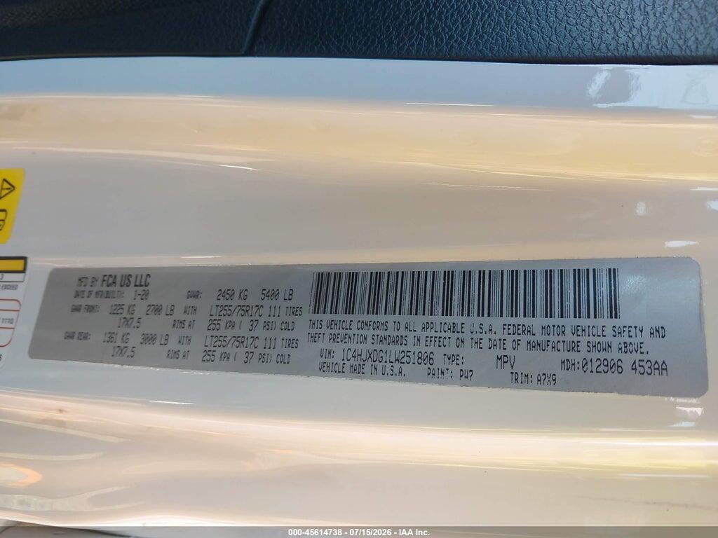 1C4HJXDG1LW251806 2020 JEEP WRANGLER UNLIMITED photo no. 9