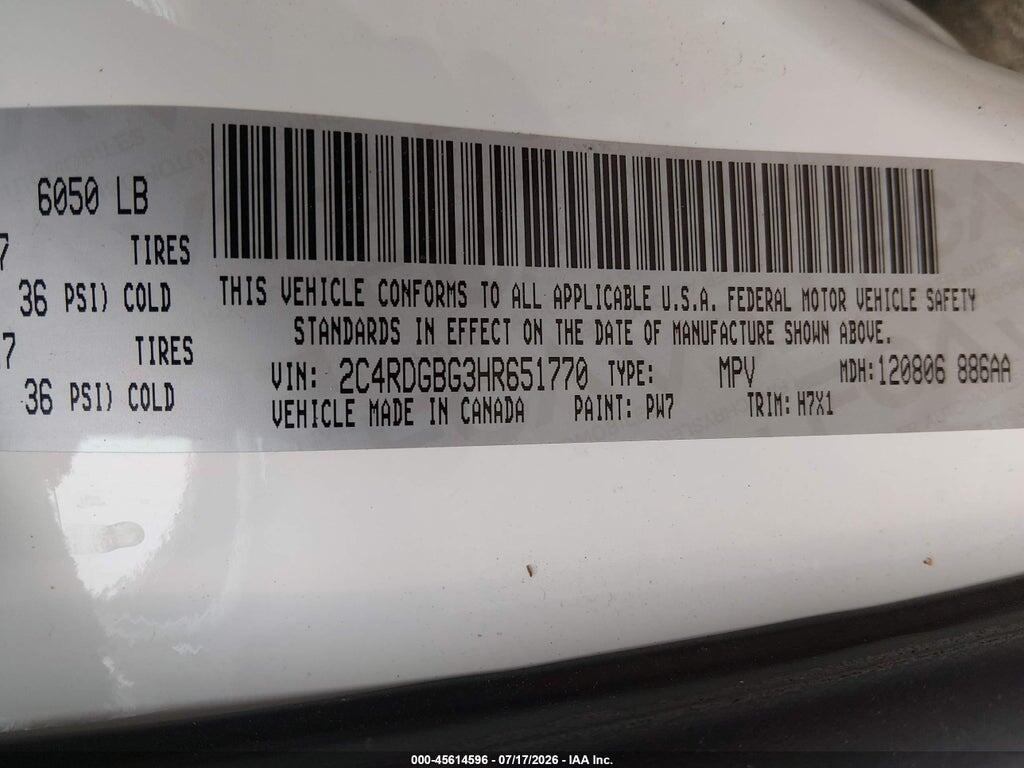 2C4RDGBG3HR651770 2017 DODGE GRAND CARAVAN photo no. 9