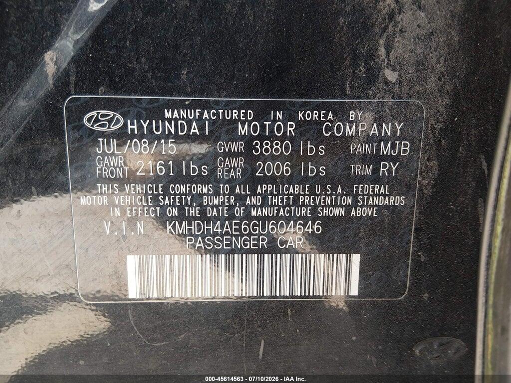 KMHDH4AE6GU604646 2016 HYUNDAI ELANTRA photo no. 9