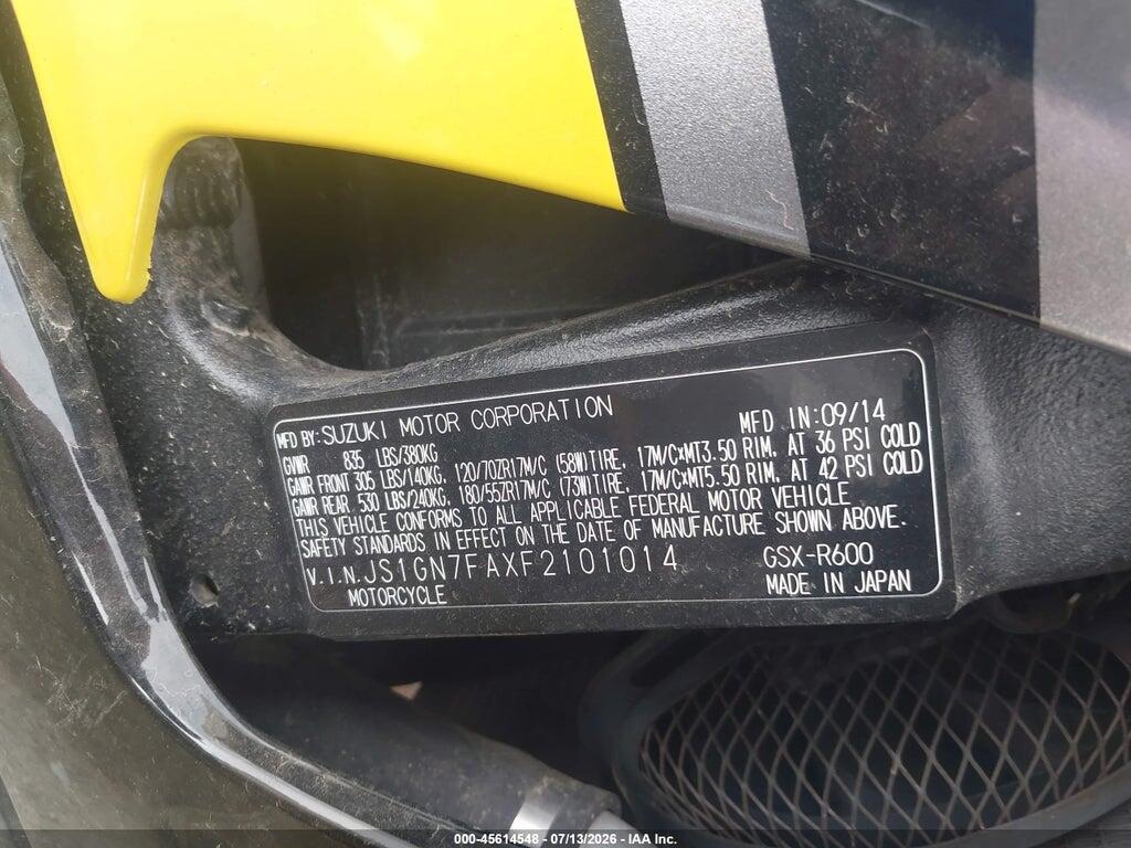JS1GN7FAXF2101014 2015 SUZUKI GSX-R600 photo no. 10