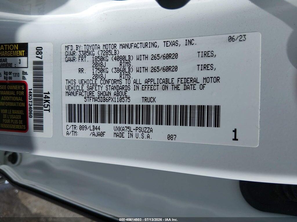 5TFMA5DB6PX110575 2023 TOYOTA TUNDRA photo no. 9