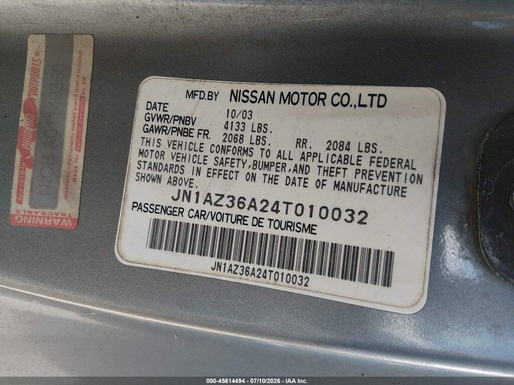 JN1AZ36A24T010032 2004 NISSAN 350Z photo no. 9