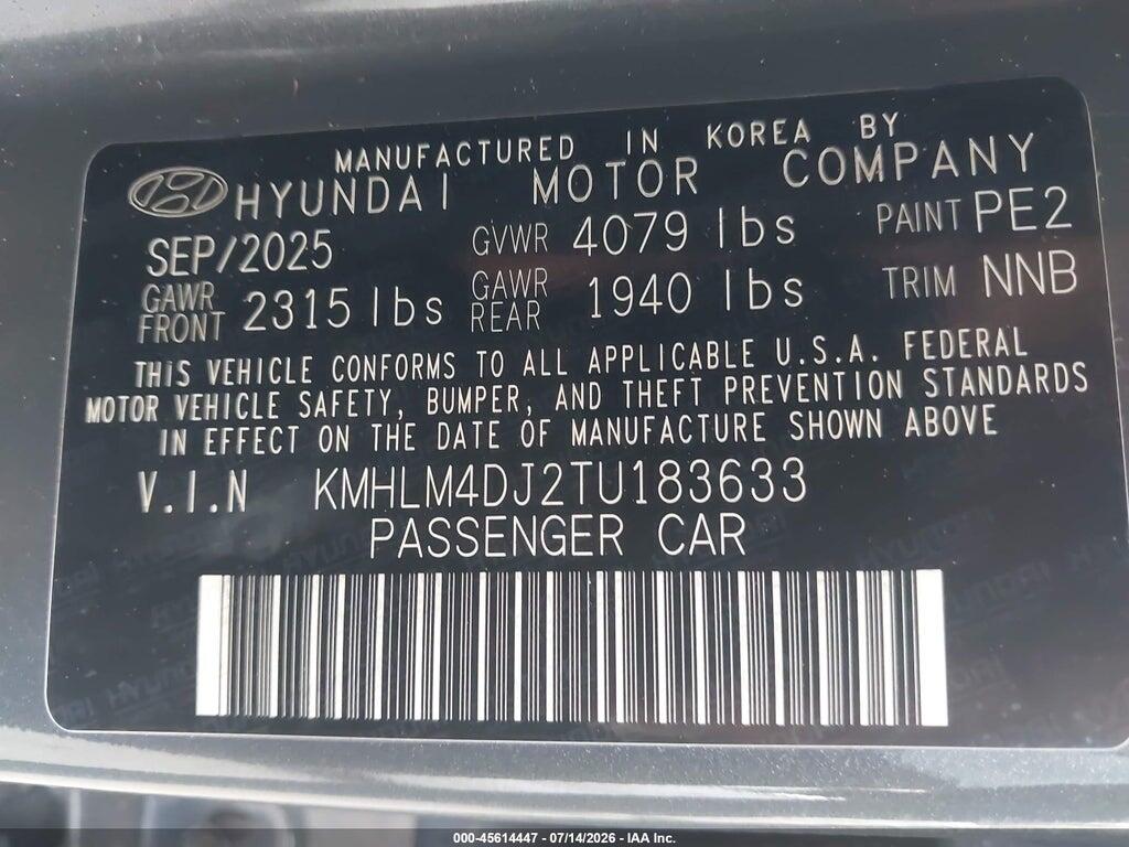 KMHLM4DJ2TU183633 2026 HYUNDAI ELANTRA HYBRID photo no. 9