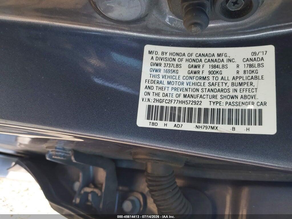 2HGFC2F77HH572922 2017 HONDA CIVIC photo no. 9