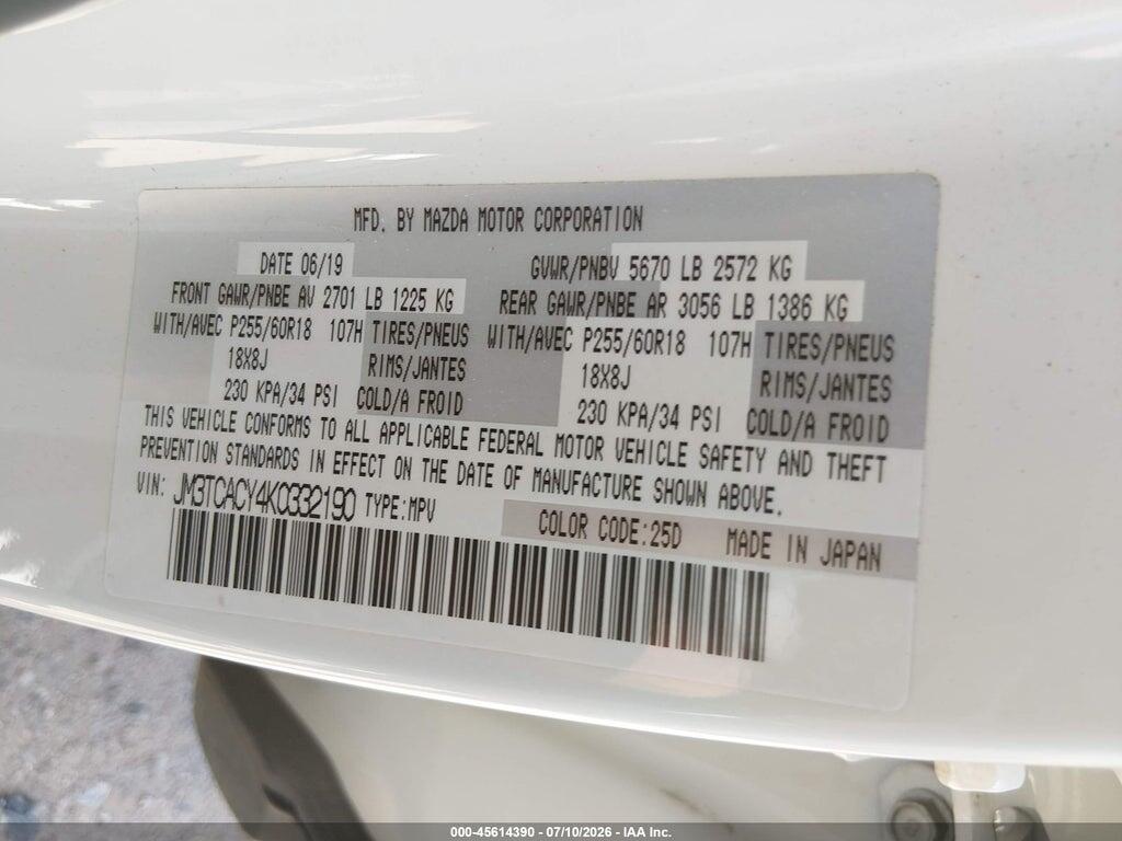 JM3TCACY4K0332190 2019 MAZDA CX-9 photo no. 9