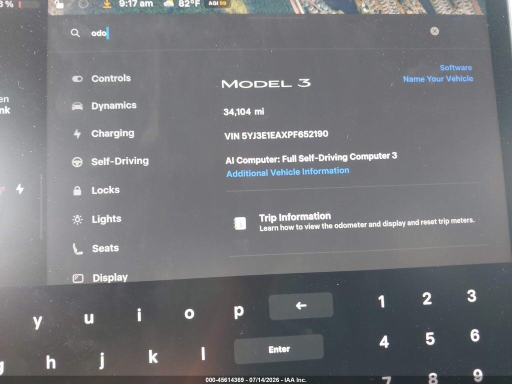 5YJ3E1EAXPF652190 2023 TESLA MODEL 3 photo no. 7