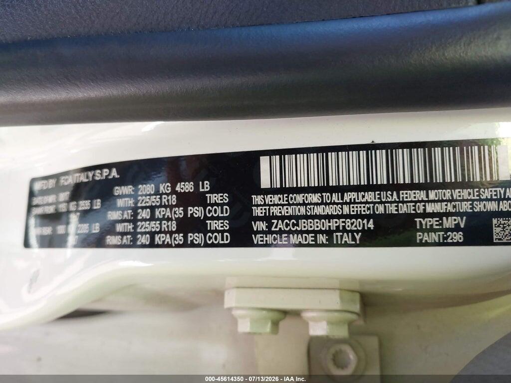 ZACCJBBB0HPF82014 2017 JEEP RENEGADE photo no. 9