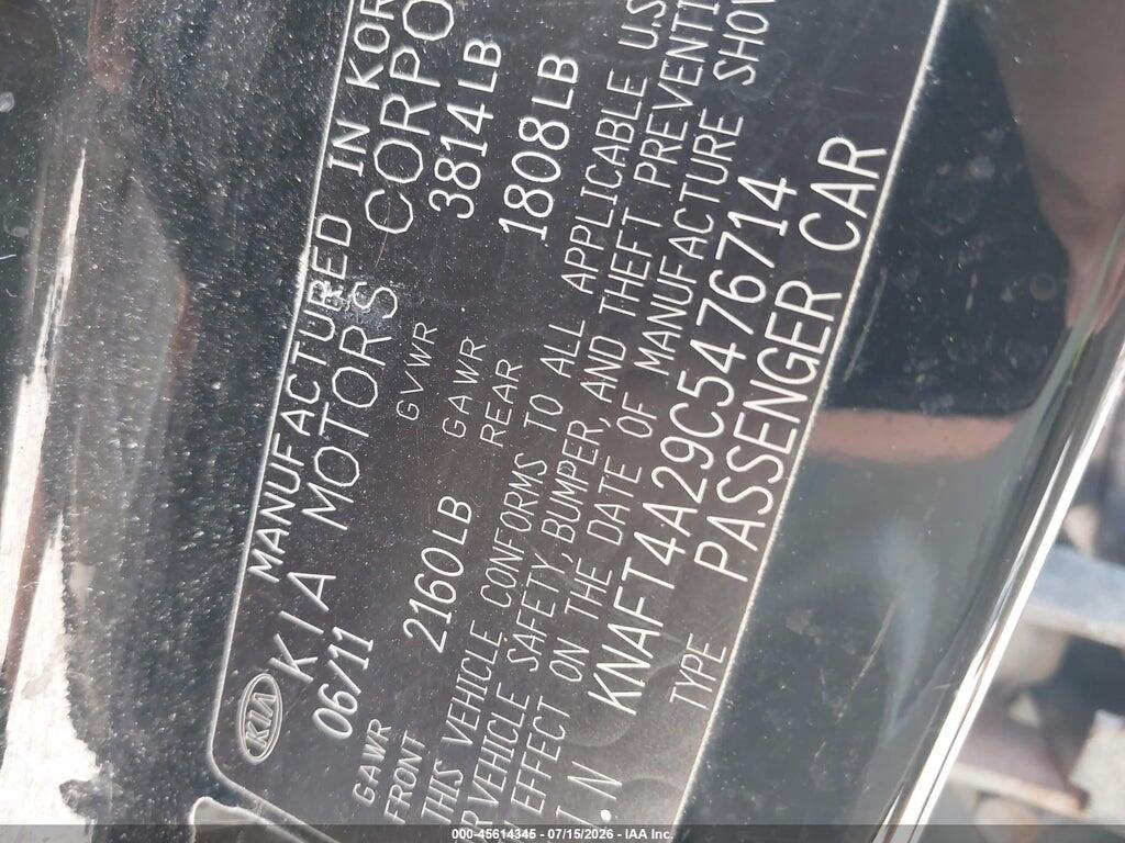 KNAFT4A29C5476714 2012 KIA FORTE photo no. 9