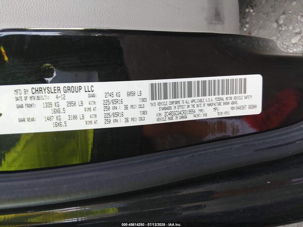 2C4RDGDG6CR108998 2012 DODGE GRAND CARAVAN photo no. 9