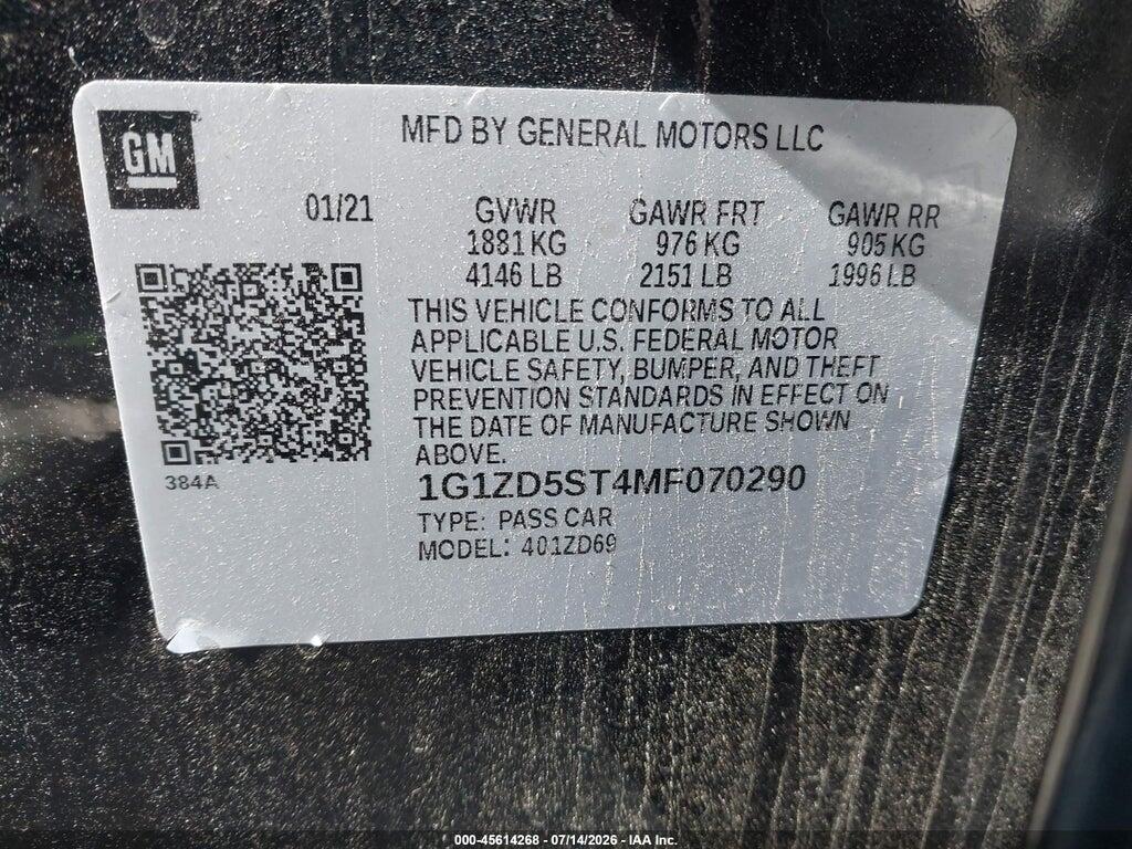 1G1ZD5ST4MF070290 2021 CHEVROLET MALIBU photo no. 9