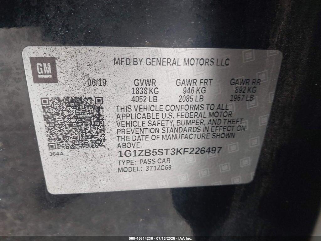 1G1ZB5ST3KF226497 2019 CHEVROLET MALIBU photo no. 9