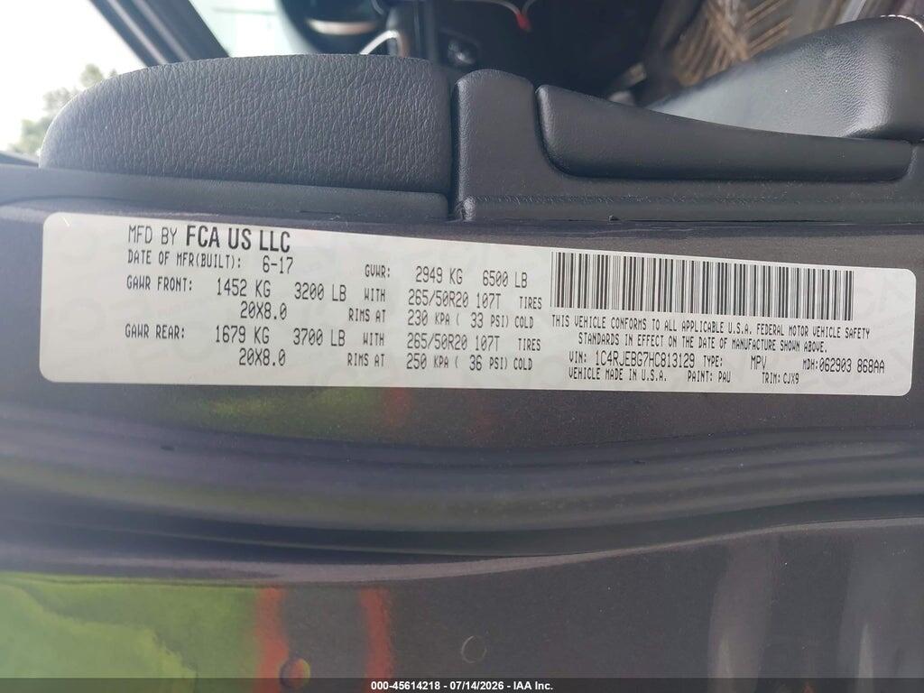 1C4RJEBG7HC813129 2017 JEEP GRAND CHEROKEE photo no. 9