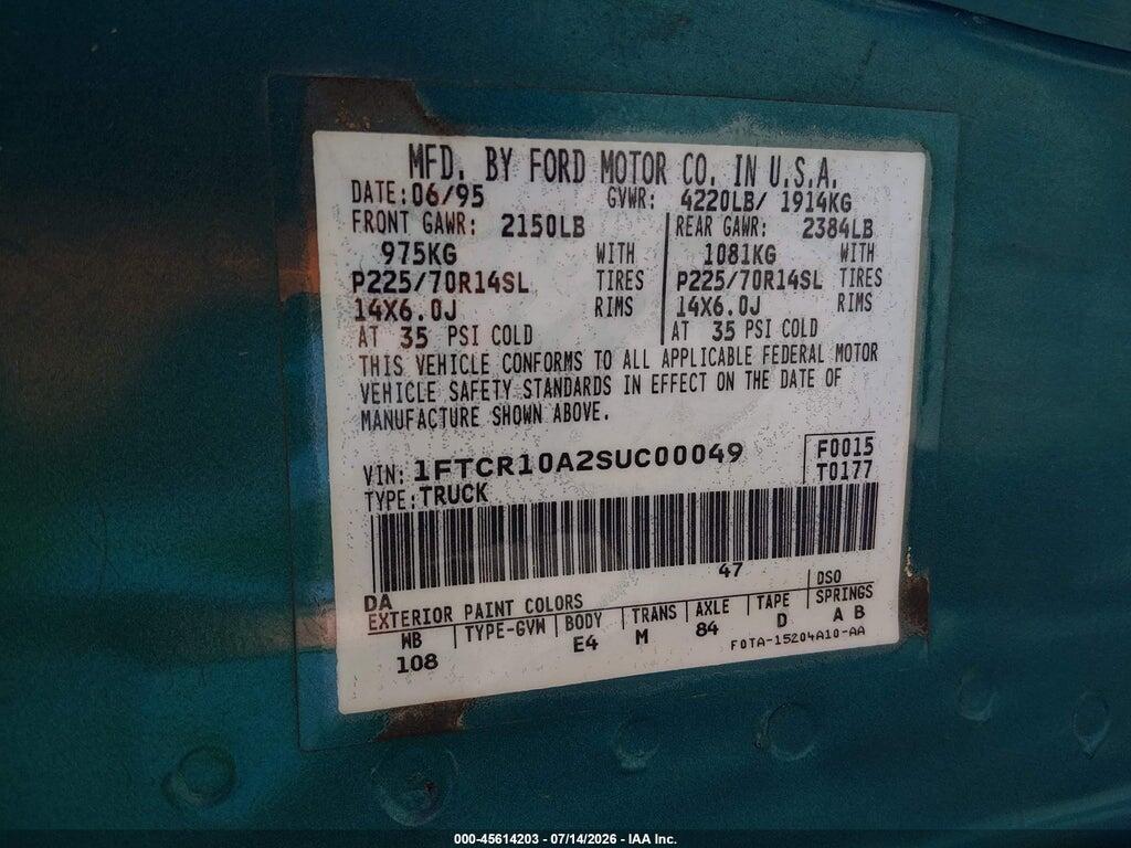 1FTCR10A2SUC00049 1995 FORD RANGER photo no. 9