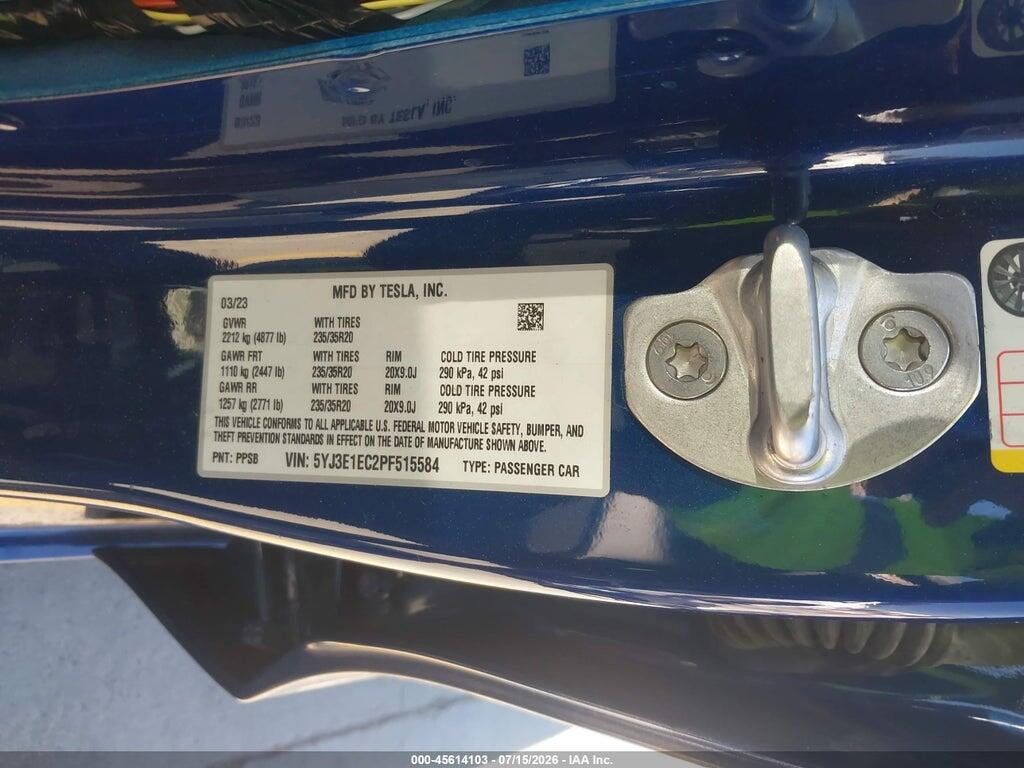 5YJ3E1EC2PF515584 2023 TESLA MODEL 3 photo no. 9