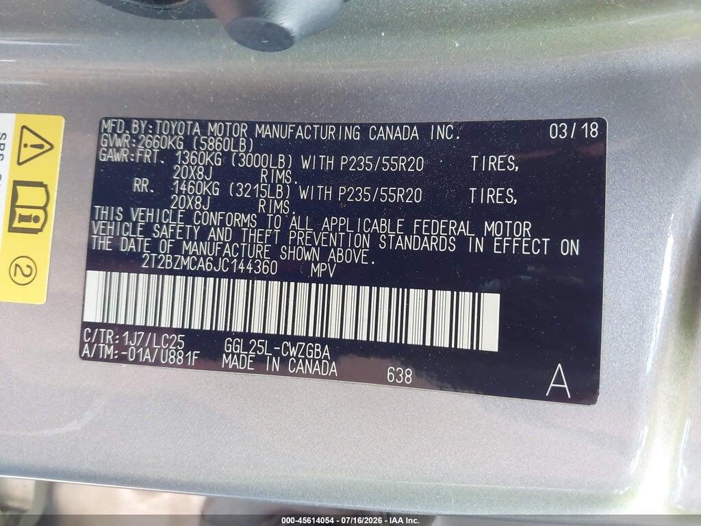2T2BZMCA6JC144360 2018 LEXUS RX 350 photo no. 9