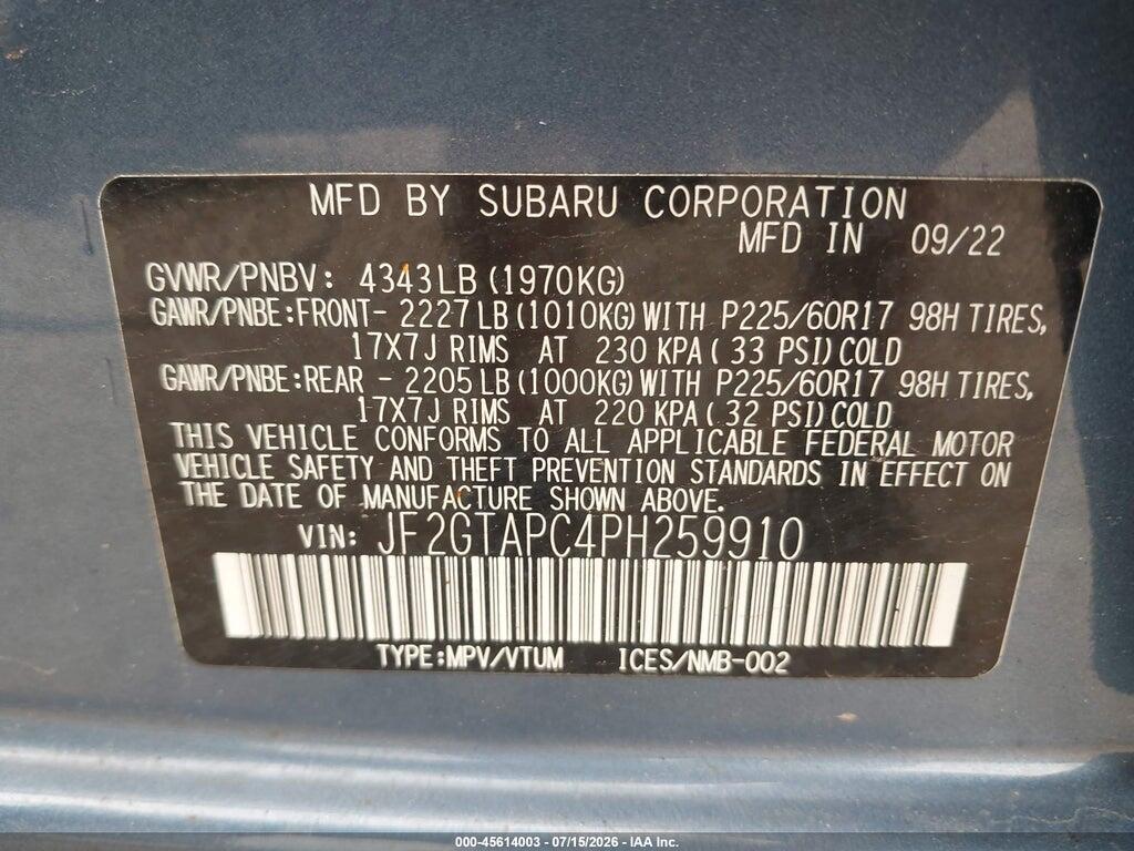 JF2GTAPC4PH259910 2023 SUBARU CROSSTREK photo no. 9