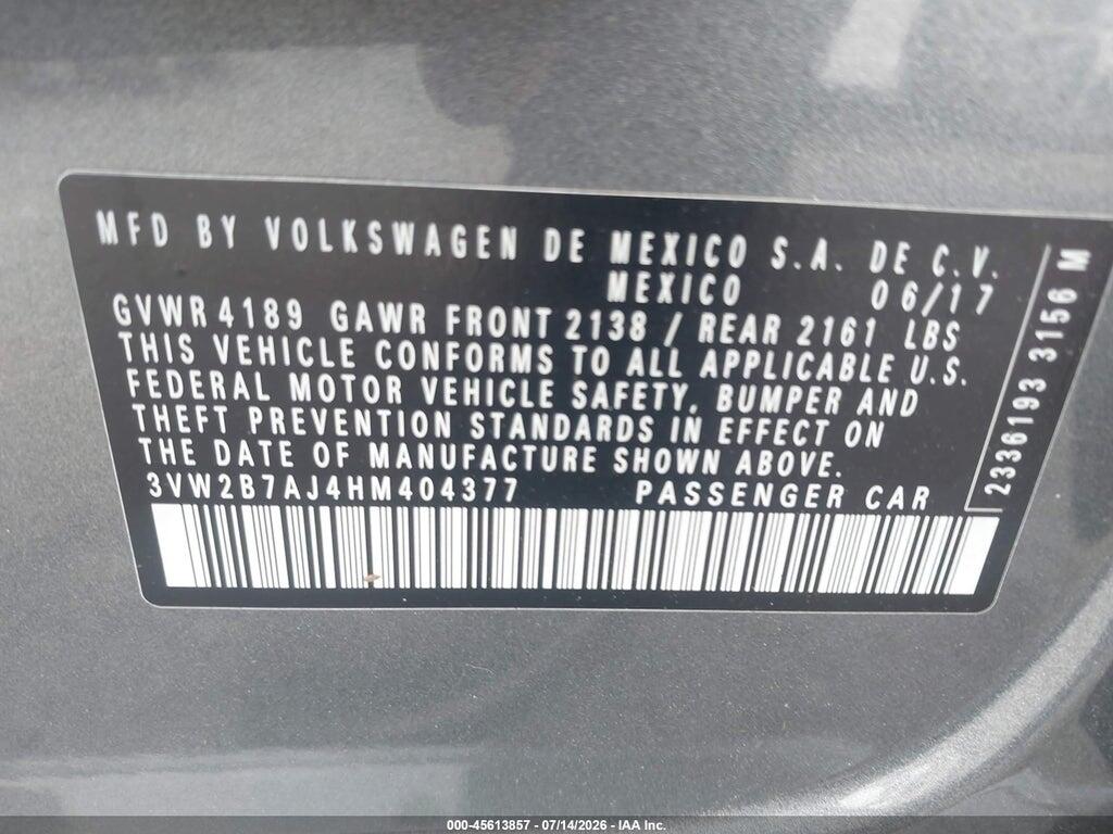 3VW2B7AJ4HM404377 2017 VOLKSWAGEN JETTA photo no. 9