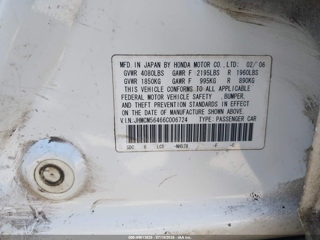 JHMCM56466C006724 2006 HONDA ACCORD photo no. 9