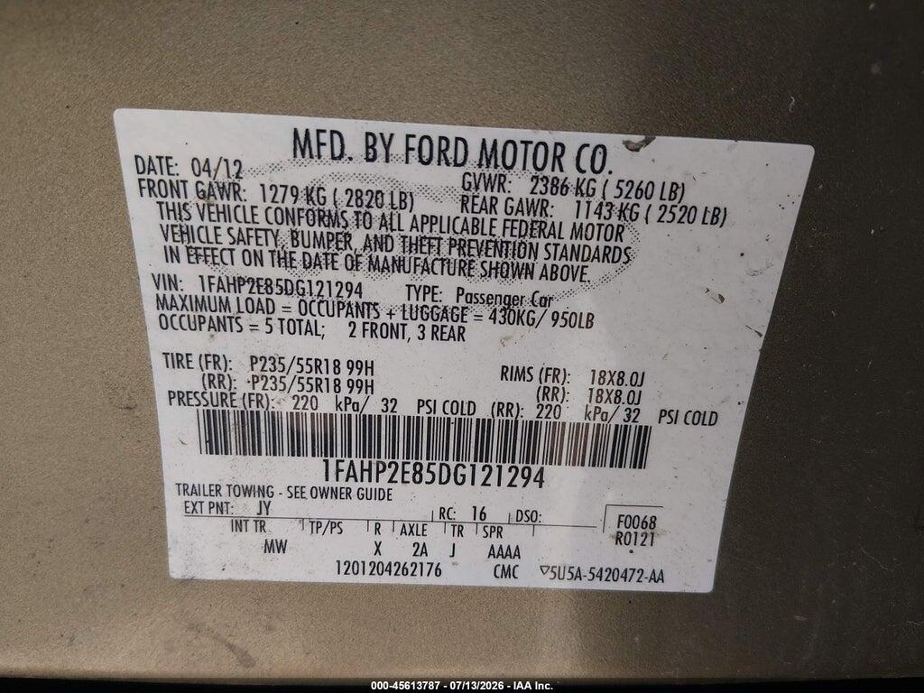1FAHP2E85DG121294 2013 FORD TAURUS photo no. 9