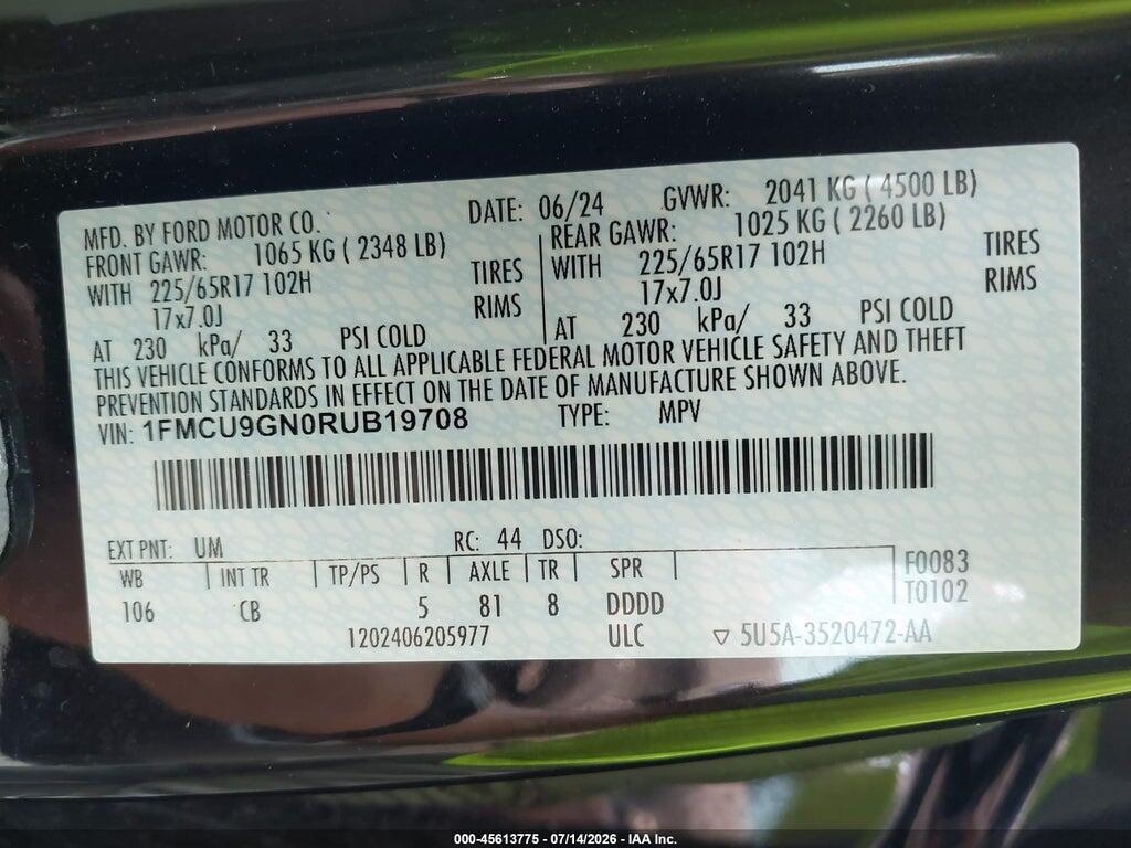 1FMCU9GN0RUB19708 2024 FORD ESCAPE photo no. 9