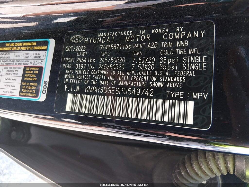 KM8R3DGE6PU549742 2023 HYUNDAI PALISADE photo no. 9