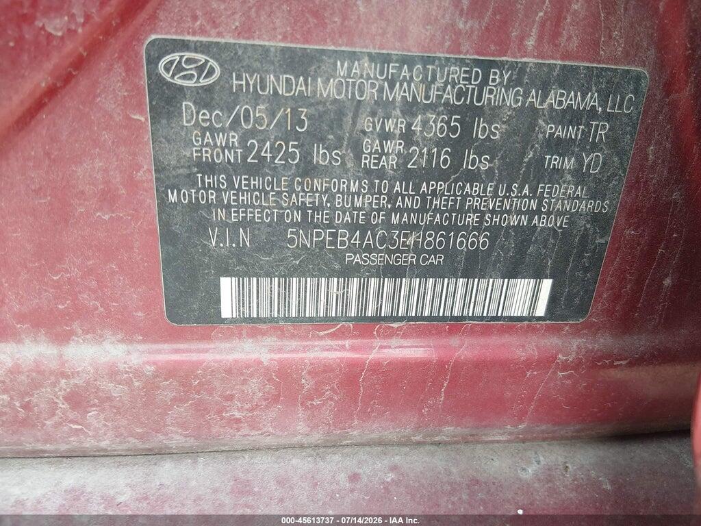 5NPEB4AC3EH861666 2014 HYUNDAI SONATA photo no. 9