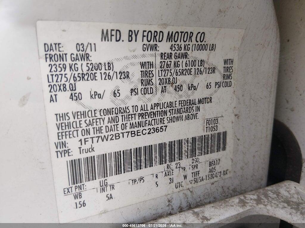 1FT7W2BT7BEC23657 2011 FORD SUPER DUTY F-250 SRW photo no. 9