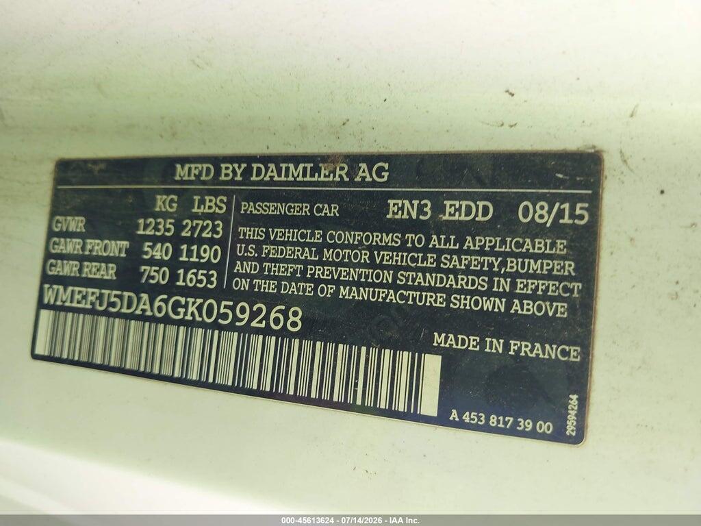 WMEFJ5DA6GK059268 2016 SMART FORTWO photo no. 9