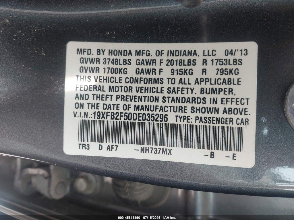 19XFB2F50DE035296 2013 HONDA CIVIC photo no. 9